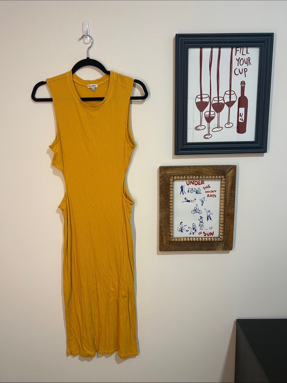 Sleeveless Cutout Midi Dress in Mustard Yellow